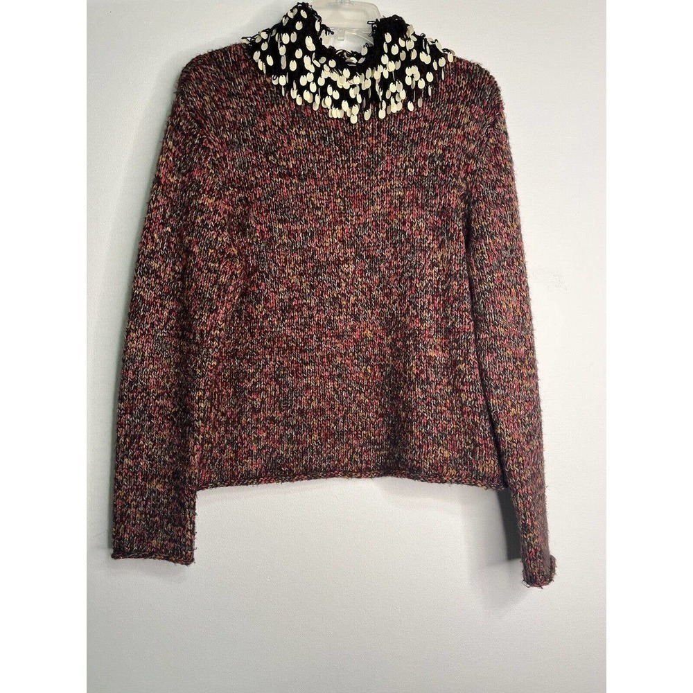 SPANNER Fringe Dangles Turtleneck Sweater Sz Large Brown Wool Blend